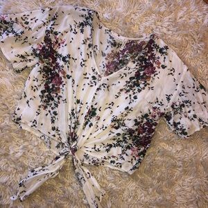 Floral tie front top